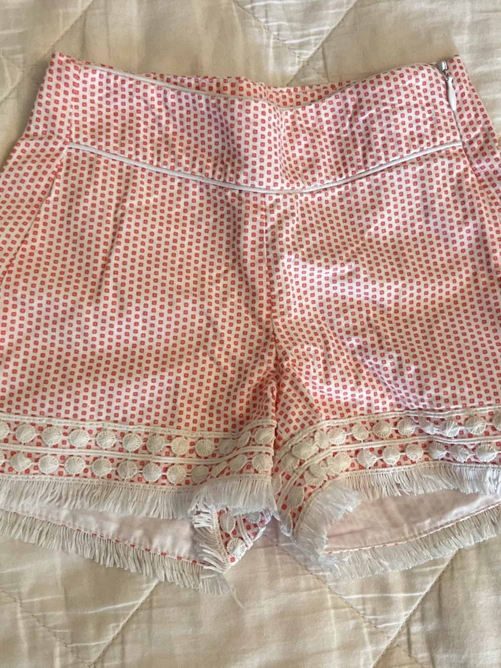 Bella Bliss cotton floral print girls’ shorts with crochet trim and fringe
